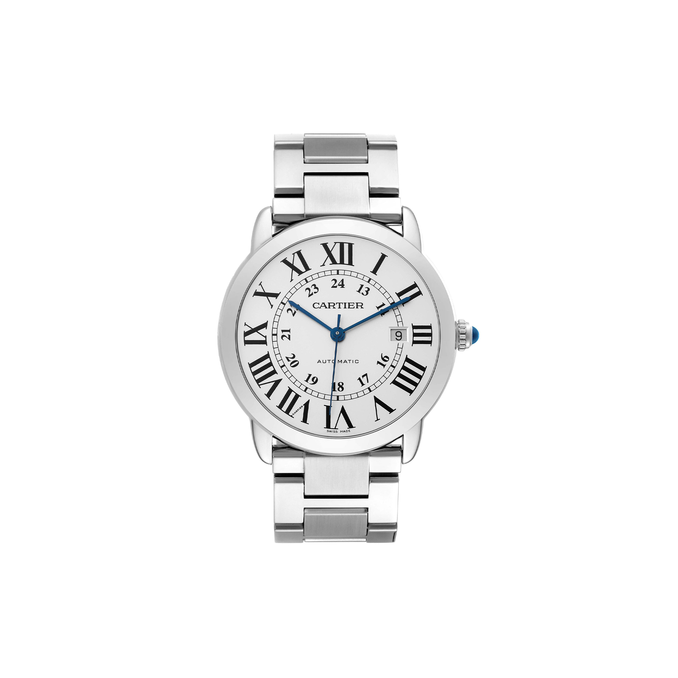 CARTIER RONDE SOLO DE CARTIER XL SILVER DIAL AUTOMATIC STEEL WATCH W6701011